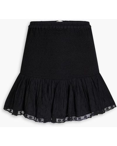 LoveShackFancy Miller Ruffled Swiss-dot Cotton Mini Skirt - Black