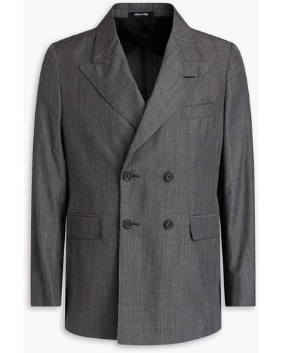 Dunhill Double-breasted Wool And Mulberry Silk-blend Blazer - Black