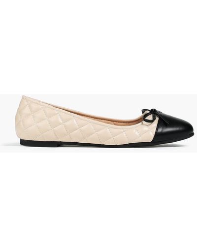 French Sole Embellished Two-tone Quilted Leather Ballet Flats - Multicolour