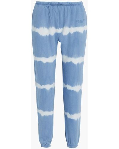 WSLY Track pants aus fleece aus einer baumwollmischung mit logostickerei und batikmuster - Blau