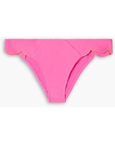 Agent Provocateur Lorna Scalloped Neon Mid-rise Bikini Briefs - Pink