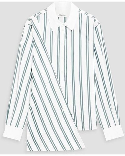 3.1 Phillip Lim Asymmetric Striped Cotton-blend Poplin Shirt - White