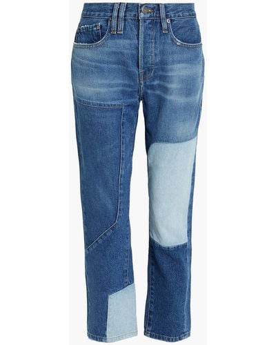 FRAME Le original boyfriend-jeans in patchwork-optik - Blau