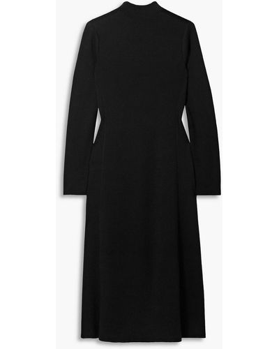 Tibi Cutout Cotton And Modal-blend Midi Dress - Black