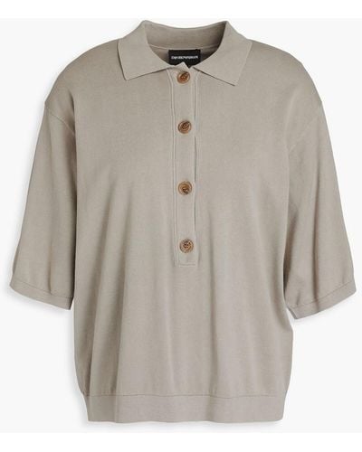 Emporio Armani Cotton-blend Polo Shirt - Natural