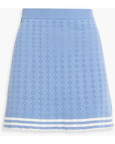 Shrimps Serena Pointelle-knit Cotton Mini Skirt - Blue