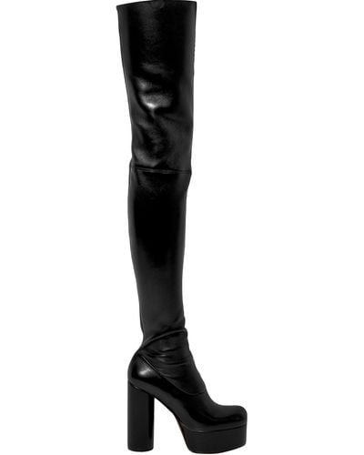 Vetements Leather Platform Thigh Boots Black