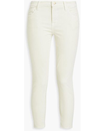 J Brand Cropped Cotton-blend Corduroy Skinny Trousers - White