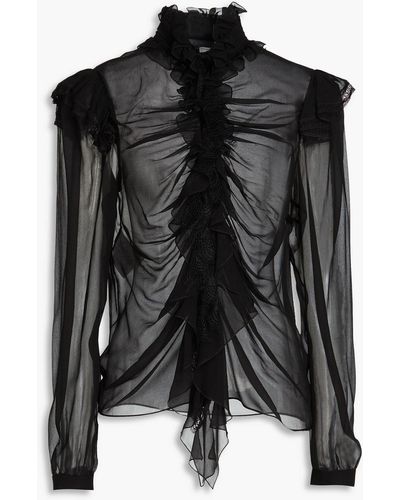 Alberta Ferretti Ruffled Silk-georgette Blouse - Black