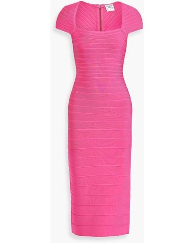 Hervé Léger Bandage Midi Dress - Pink