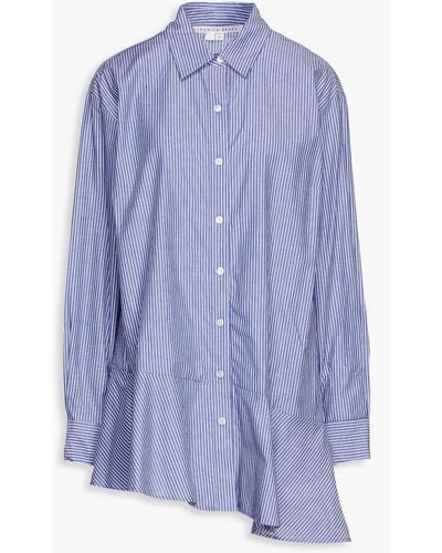 Veronica Beard Gilda Asymmetric Striped Cotton Shirt - Blue