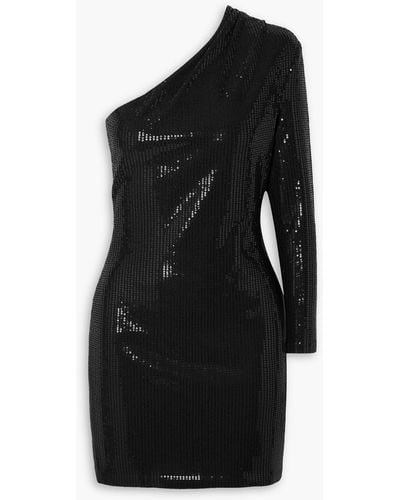 Solace London Zuri One-sleeve Sequined Jersey Mini Dress - Black