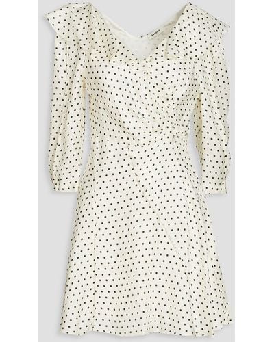 Sandro Ruffled Polka Dot Twill Mini Dress - Natural