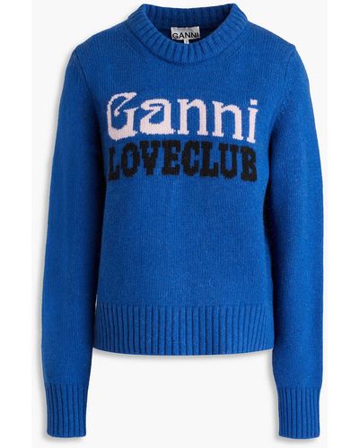 Ganni Jacquard-knit Jumper - Blue