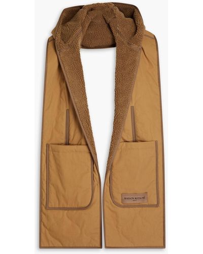 Maison Kitsuné Quilted Cotton And Faux Shearling Hooded Scarf - Natural
