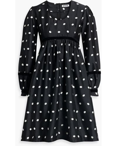 velvet by graham spencer dress small polka dot tie waist black and white
