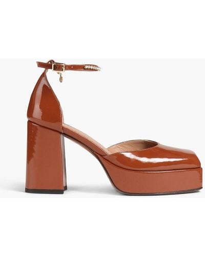 Maje Crystal-embellished Patent-leather Platform Court Shoes - White