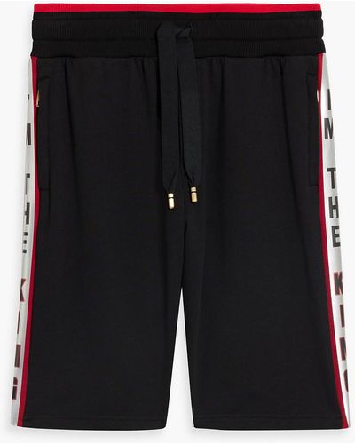 Dolce & Gabbana Printed French Cotton-blend Terry Drawstring Shorts - Black