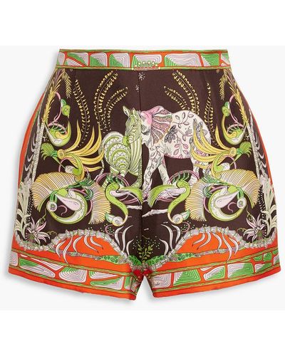 Emilio Pucci Printed Silk-twill Shorts - Brown