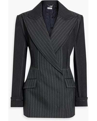 Jonathan Simkhai Mariposa Pinstriped Wool-blend Twill Blazer - Black