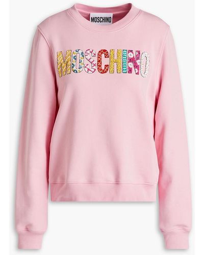 Moschino Sequin-embellished French Cotton-terry Sweatshirt - Pink
