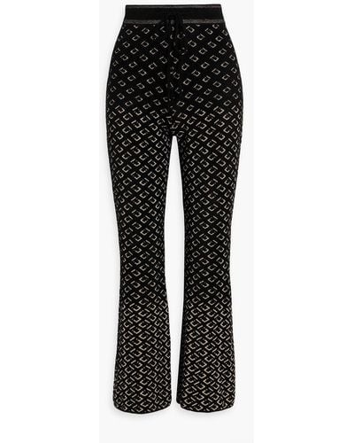 Diane von Furstenberg Verdi Metallic Jacquard-knit Flared Pants - Black