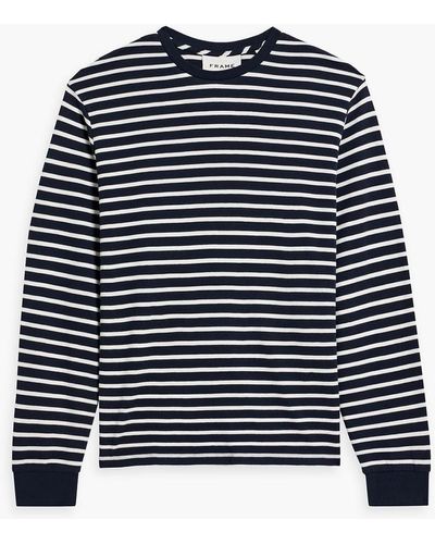 FRAME Striped Cotton-jersey T-shirt - Blue