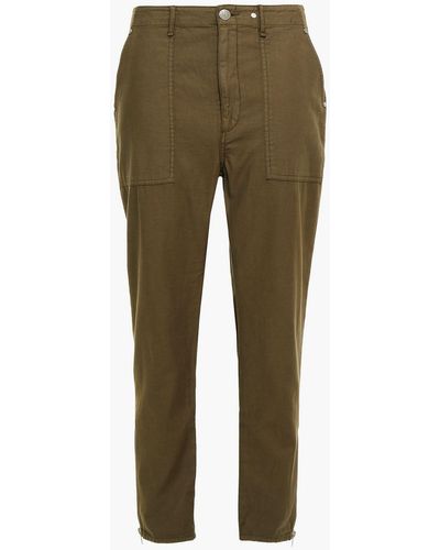Rag & Bone Cropped Cotton-canvas Tapered Pants - Green