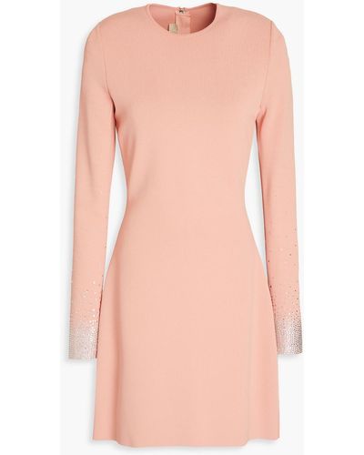 Elie Saab Crystal-embellished Ponte Mini Dress - Pink