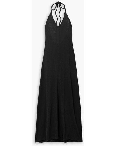 ATM Slub Cotton-jersey Halterneck Maxi Dress - Black