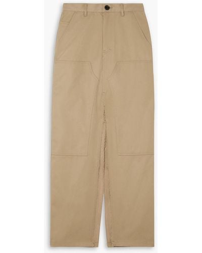 MERYLL ROGGE Frayed Gabardine Maxi Skirt - Natural