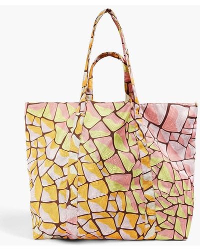 Emilio Pucci Bedruckte tote bag aus glänzendem twill - Natur