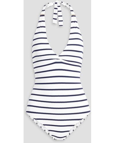 Melissa Odabash Rimini neckholder-badeanzug aus stretch-piqué mit streifen - Weiß