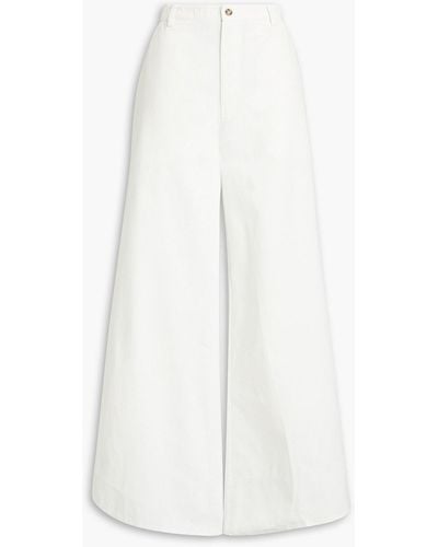 Solid & Striped Cotton-twill Wide Leg Pants - White