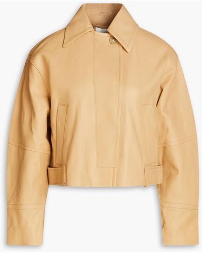 Vince Cropped Leather Jacket - Natural