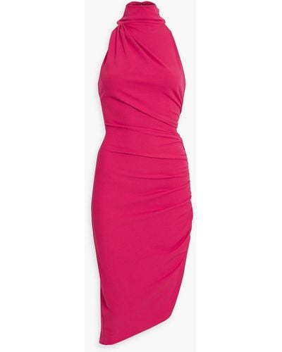 ONE33 SOCIAL Asymmetric Ruched Crepe Dress - Pink