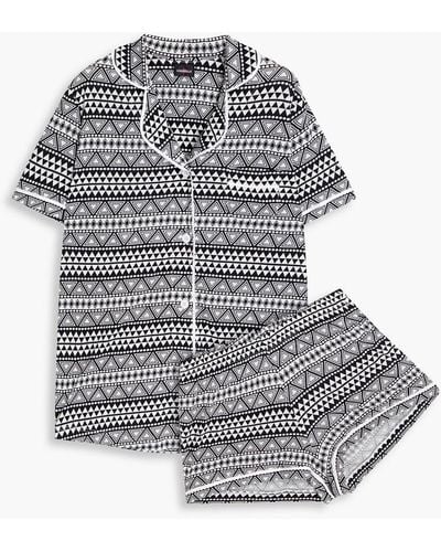Cosabella Bella Printed Pima Cotton And Modal-blend Jersey Pajama Set - Gray