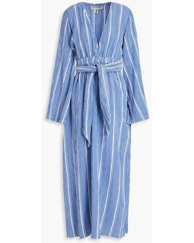 Mara Hoffman Blair Belted Striped Cotton-gauze Dress - Blue