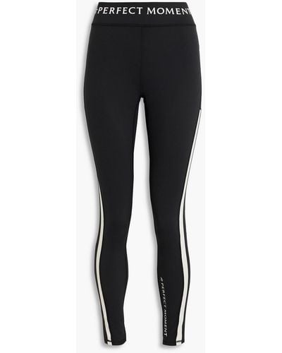 Perfect Moment Printed Stretch-jersey leggings - Black