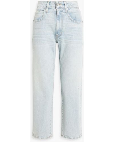 SLVRLAKE Denim Sophie Cropped Distressed High-rise Straight-leg Jeans - Blue
