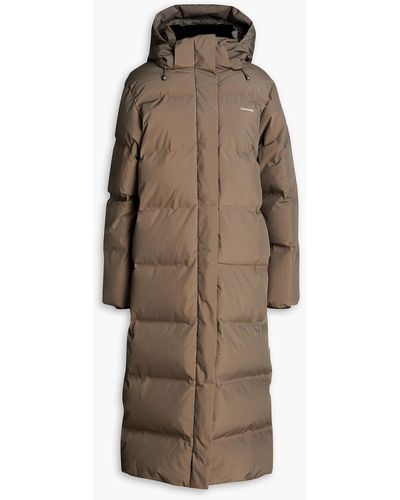 Holzweiler Quilted Logo-print Shell Hooded Down Coat - Brown