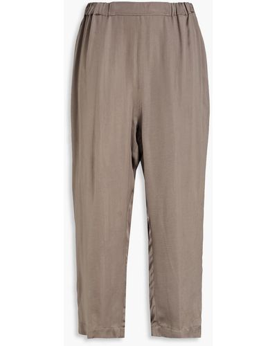 Gentry Portofino Cropped Cupro Tapered Trousers - Grey