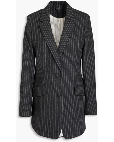 Rag & Bone Blazer aus tweed aus einer wollmischung mit nadelstreifen - Schwarz