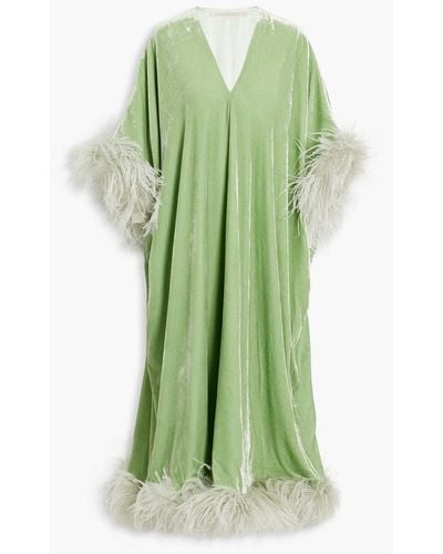 The Vampire's Wife The Ghosteen Feather-trimmed Velvet Gown - Green