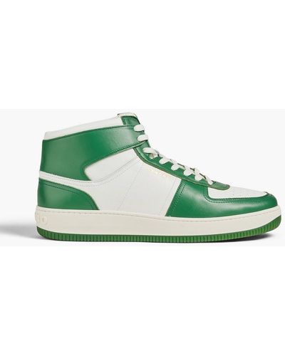 Sandro Two-tone Leather High-top Trainers - Green