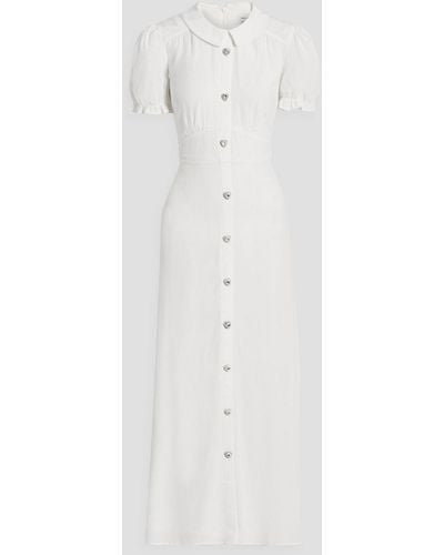 HVN Riley Ruffle-trimmed Crepe De Chine Midi Dress - White