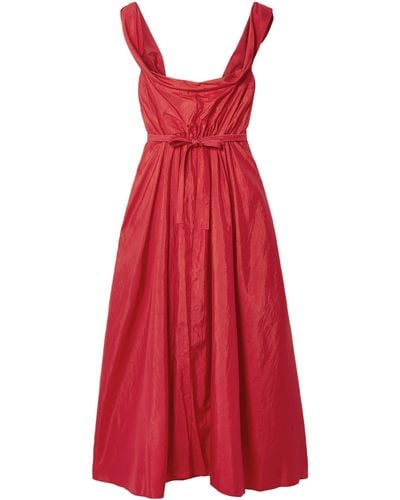 Brock Collection Davi Off-the-shoulder Taffeta Midi Dress - Red