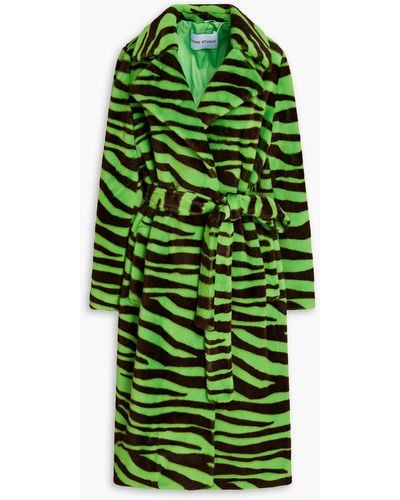 Stand Studio Winnie Zebra-print Faux Fur Coat - Green