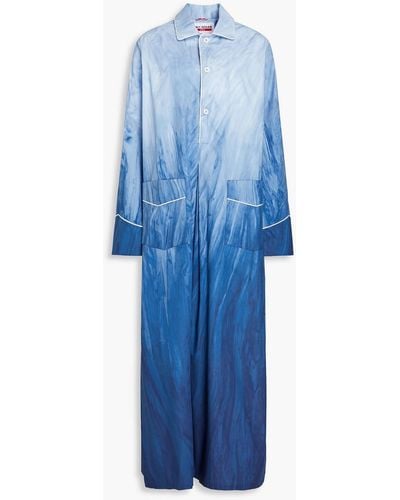 F.R.S For Restless Sleepers Clemente Dégradé Cotton-poplin Maxi Shirt Dress - Blue