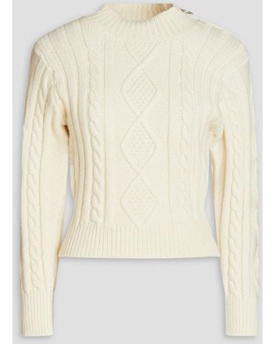 Sandro Mosaique Cable-knit Wool-blend Turtleneck Sweater - Natural